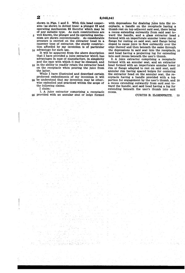 U. S. Glass #15359 Reamer Set Patent 2042341-3