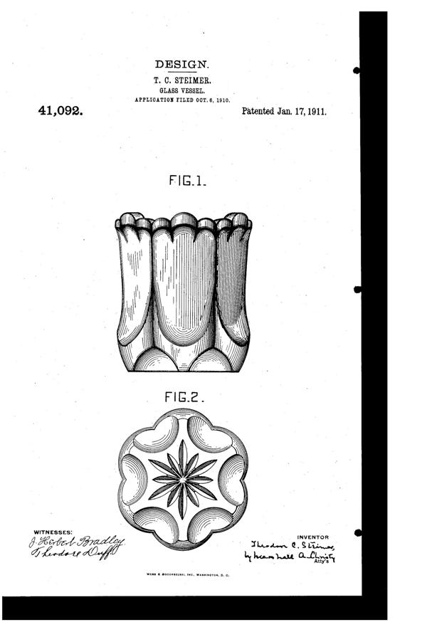 U. S. Glass Elephant's Toes Spooner Design Patent D 41092-1