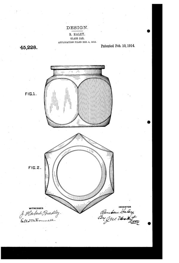 U. S. Glass Jar Design Patent D 45228-1