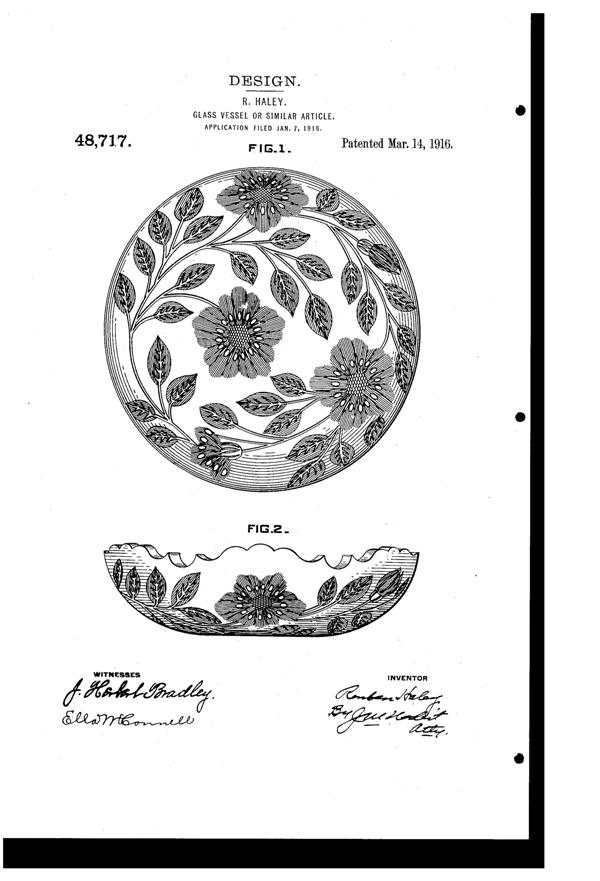 U. S. Glass Cut Bowl Design Patent D 48717-1