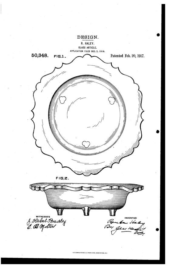 U. S. Glass Footed Bowl Design Patent D 50348-1