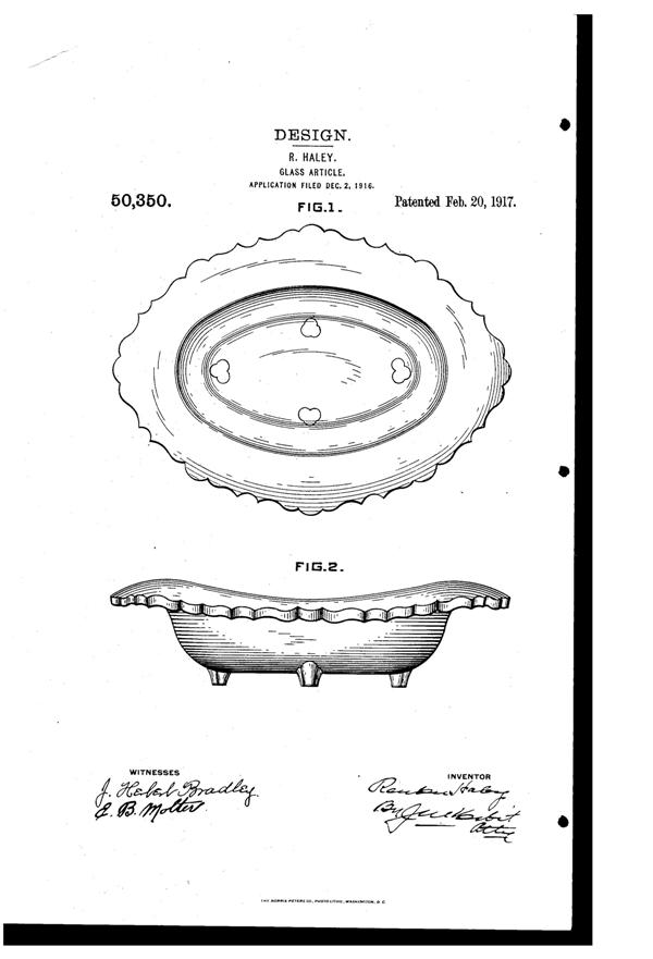 U. S. Glass Footed Bowl Design Patent D 50350-1