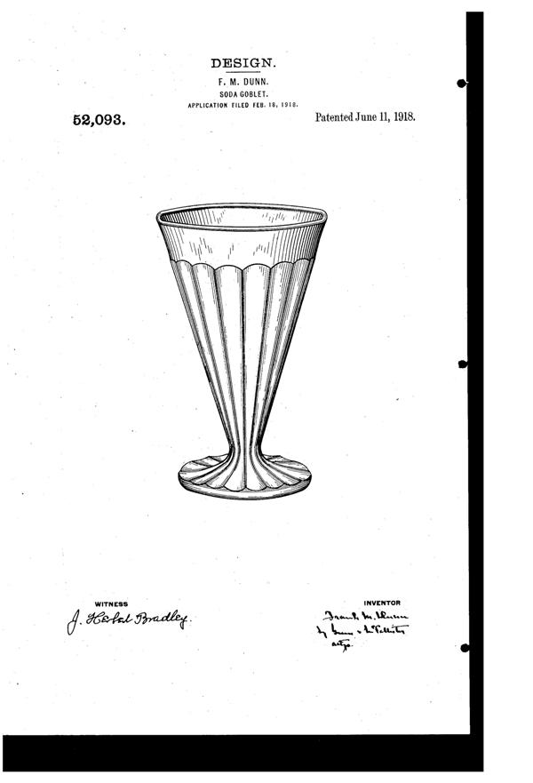 U. S. Glass Footed Tumbler Design Patent D 52093-1