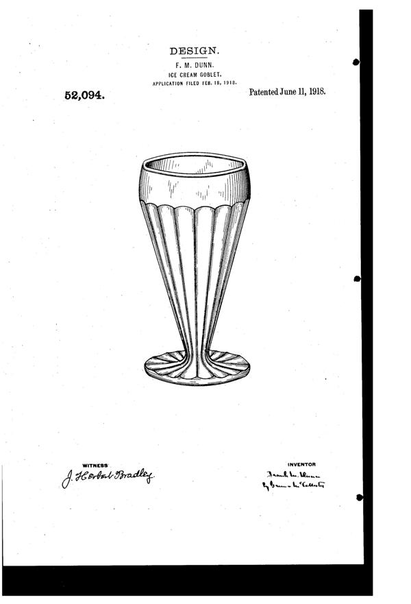 U. S. Glass Footed Tumbler Design Patent D 52094-1