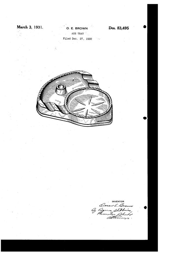 U. S. Glass Ash Tray Design Patent D 83495-1