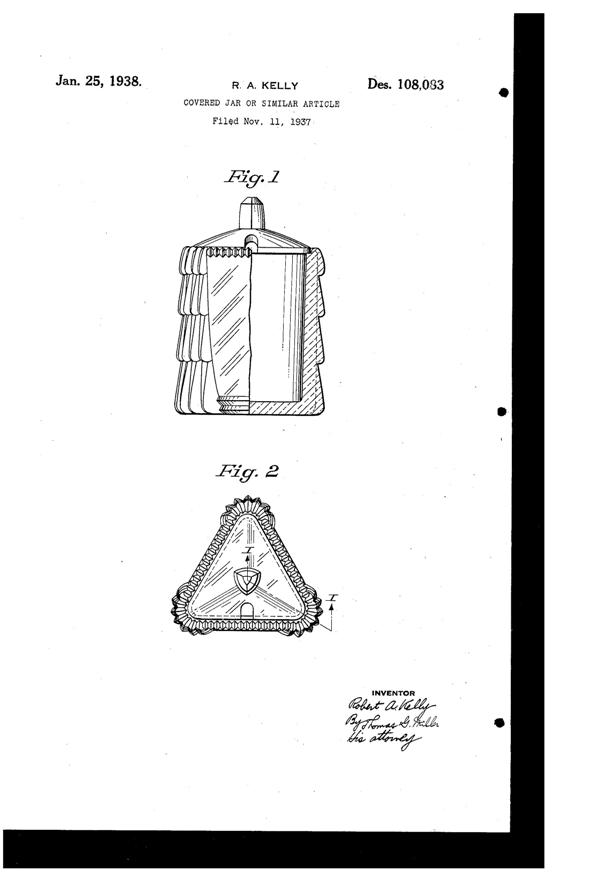 U. S. Glass #15365 Cascade Mustard Jar Design Patent D108083-1