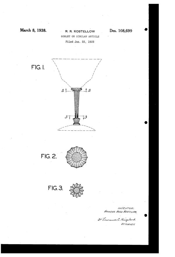 U. S. Glass Goblet Design Patent D108699-1