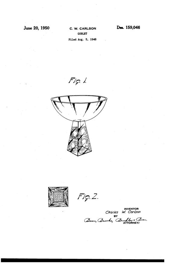 U. S. Glass Goblet Design Patent D159046-1