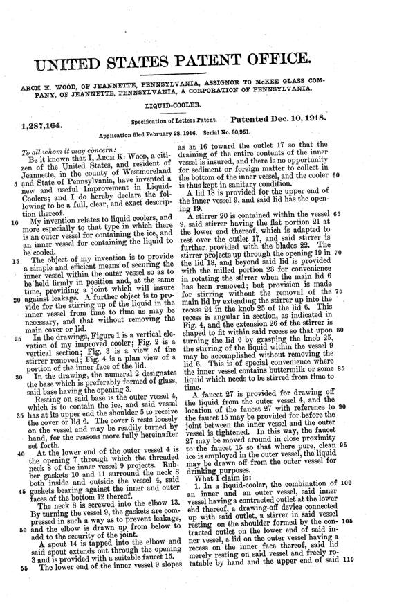 McKee Dispenser Patent 1287164-2