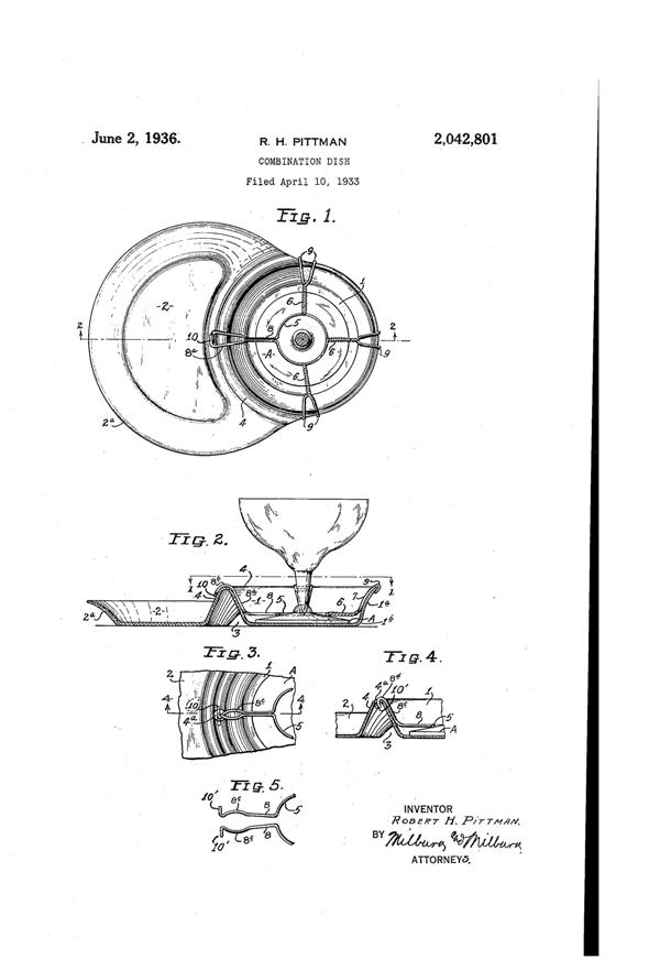 McKee Snack Tray Patent 2042801-1