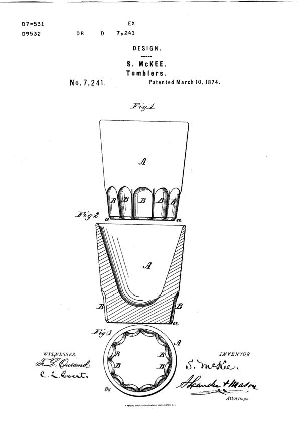McKee Tumbler Design Patent D  7241-1