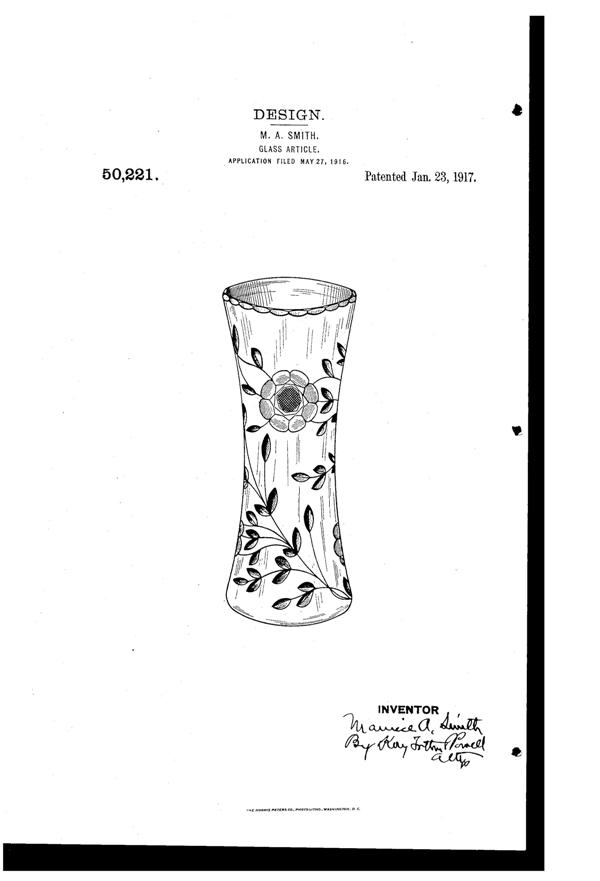 McKee Cut Vase Design Patent D 50221-1