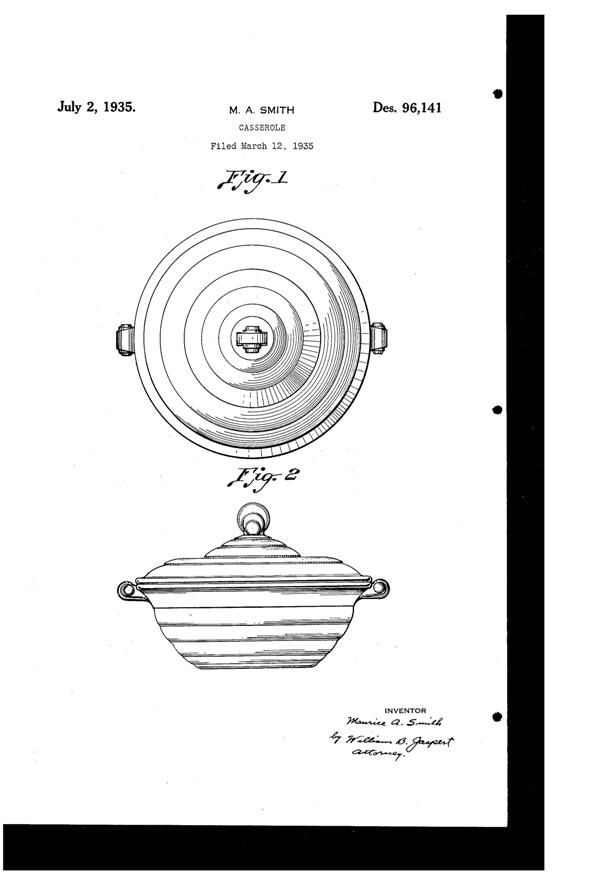 McKee Casserole Design Patent D 96141-1