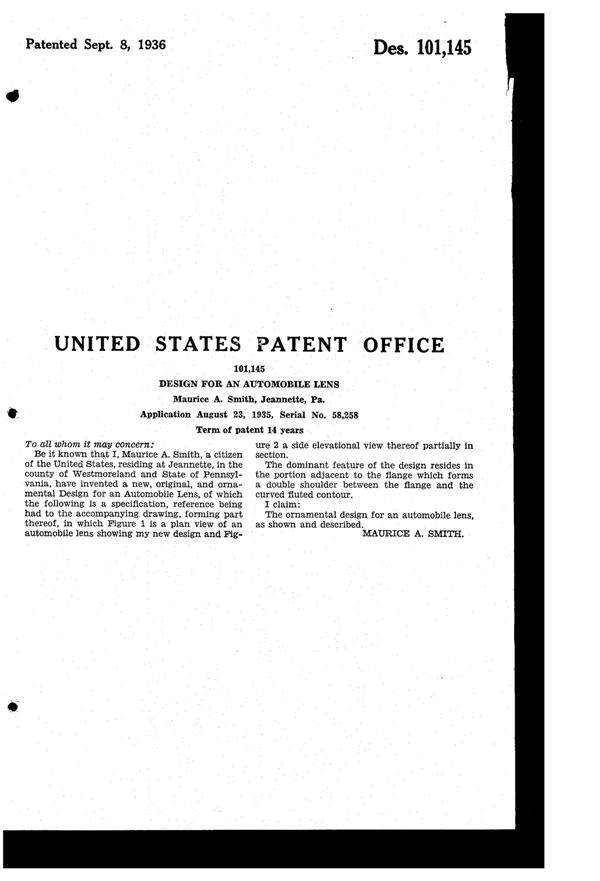 McKee Lens Design Patent D101145-2