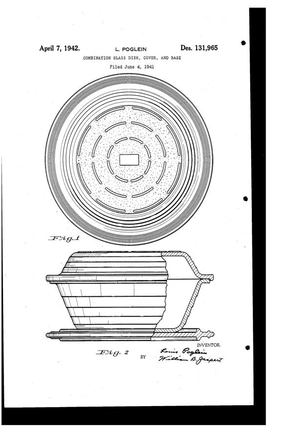 McKee Glasbake Casserole and Underplate Design Patent D131965-1
