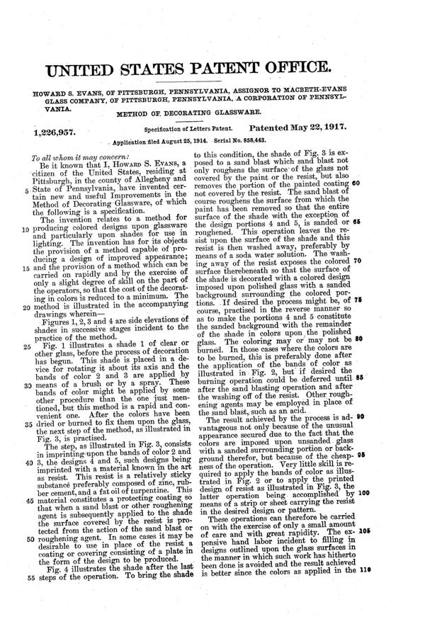 MacBeth-Evans Method of Decorating Glass Patent 1226957-3