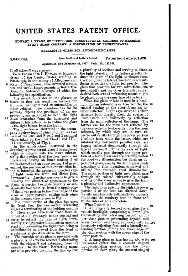 MacBeth-Evans Lens Patent 1342744-2