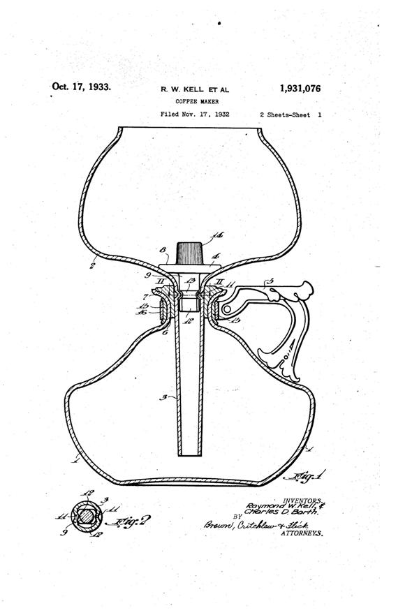 MacBeth-Evans Coffee Maker Patent 1931076-1