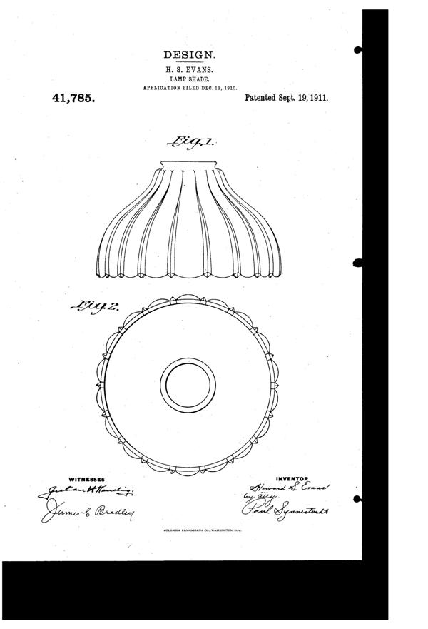 MacBeth-Evans Light Fixture Shade Design Patent D 41785-1
