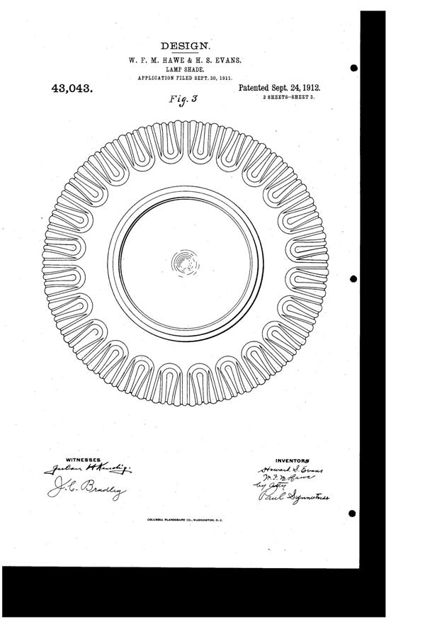 MacBeth-Evans Light Fixture Globe Design Patent D 43043-3