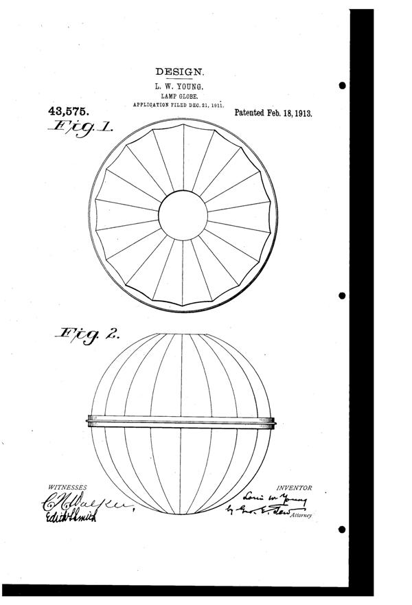 MacBeth-Evans Light Fixture Globe Design Patent D 43575-1