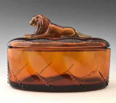 Heisey by Imperial Waverley Lion Trinket Box