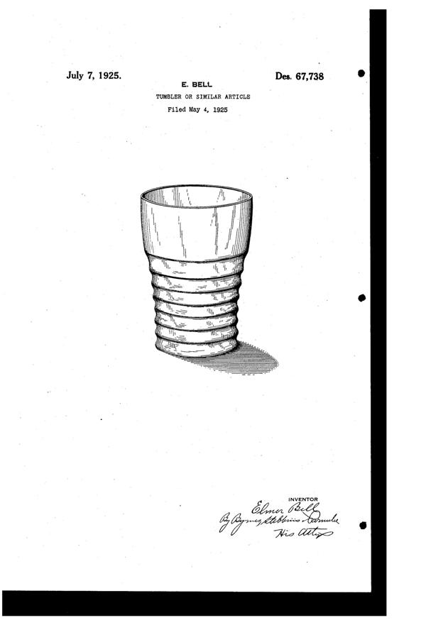 Bryce Tumbler Design Patent D 67738-1