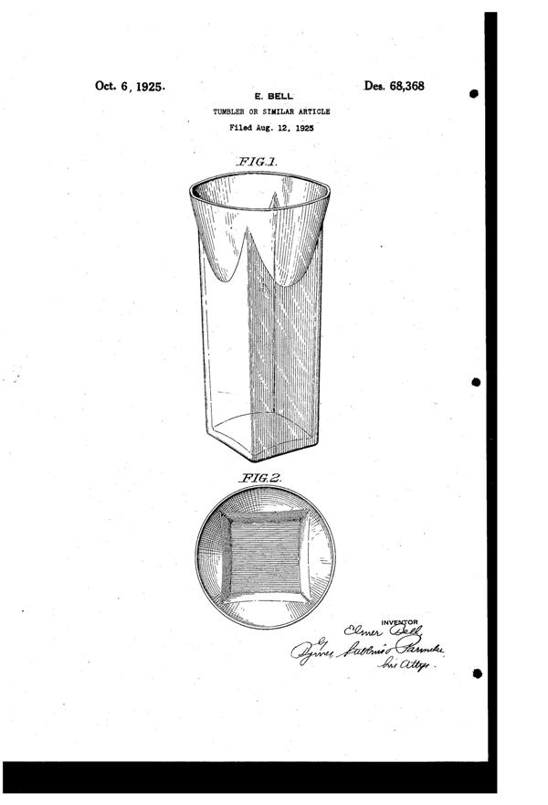 Bryce #1104 Ensenada Tumbler Design Patent D 68368-1
