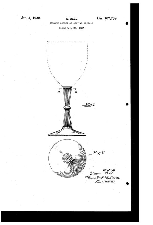 Bryce # 868 Goblet Design Patent D107739-1