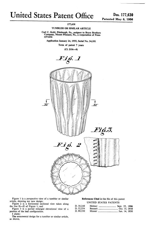 Bryce Tumbler Design Patent D177630-1
