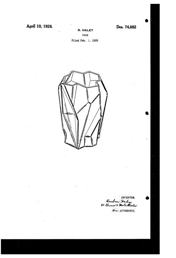 Consolidated Ruba Rombic Vase Design Patent D 74882-1