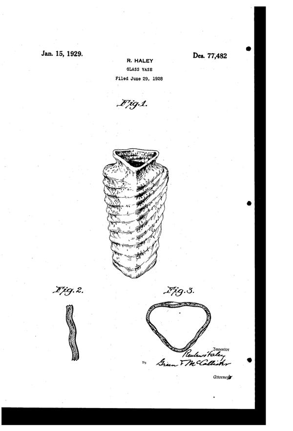 Consolidated #1100 Catalonian #1101 Vase Design Patent D 77482-1