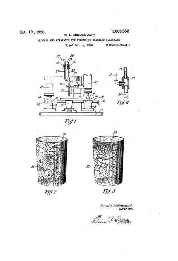 Federal Crackle Glass Production Patent 1603552-1