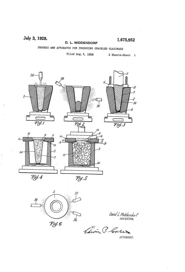 Federal Crackle Glass Production Patent 1675952-1