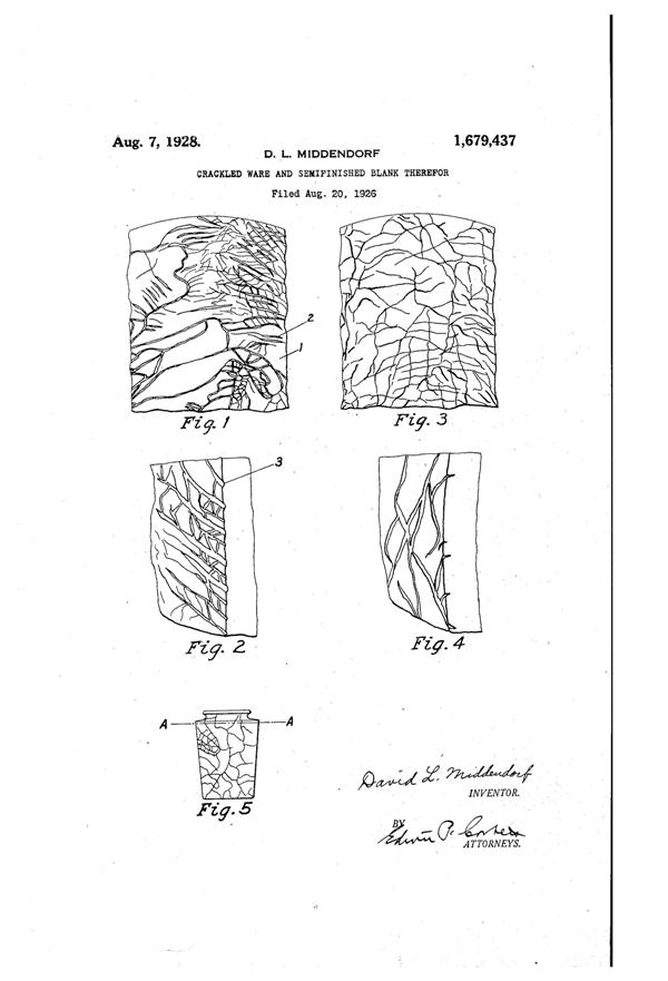 Federal Crackle Glass Production Patent 1679437-1