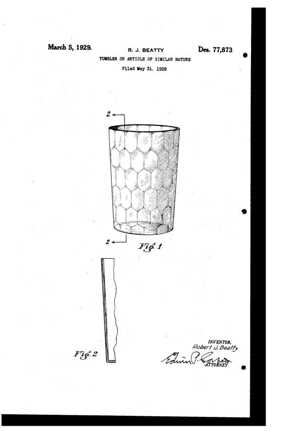 Federal Honeycomb Tumbler Design Patent D 77873-1