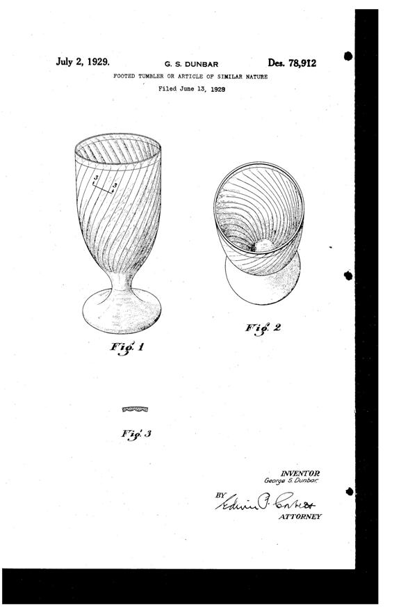 Federal Twisted Optic Footed Tumbler Design Patent D 78912-1