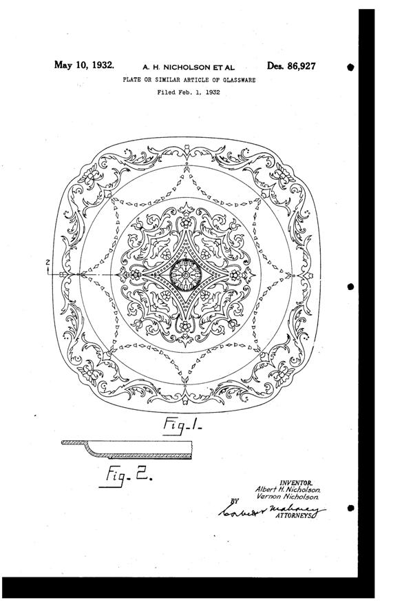 Federal Madrid Plate Design Patent D 86927-1