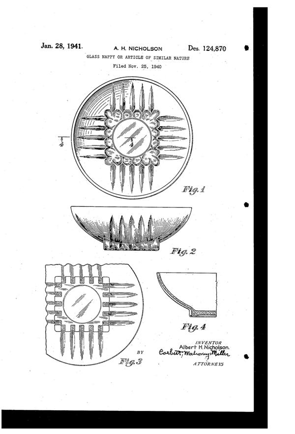 Federal Park Avenue Bowl Design Patent D124870-1
