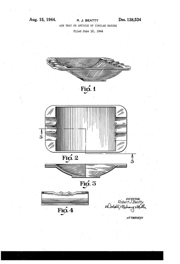 Federal Ash Tray Design Patent D138534-1