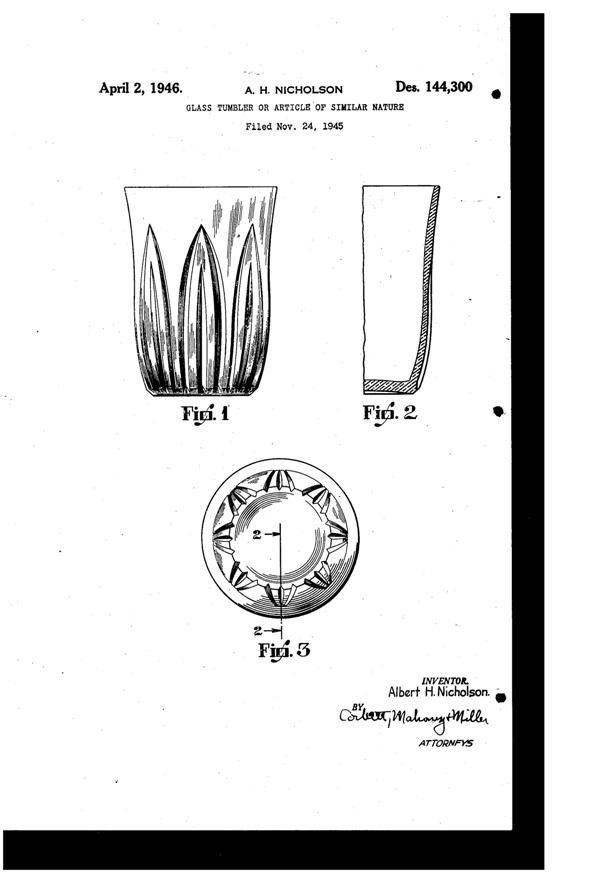 Federal Tumbler Design Patent D144300-1