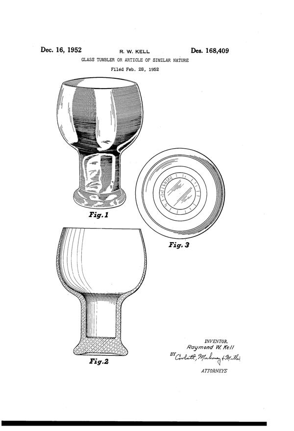 Federal Tumbler Design Patent D168409-1
