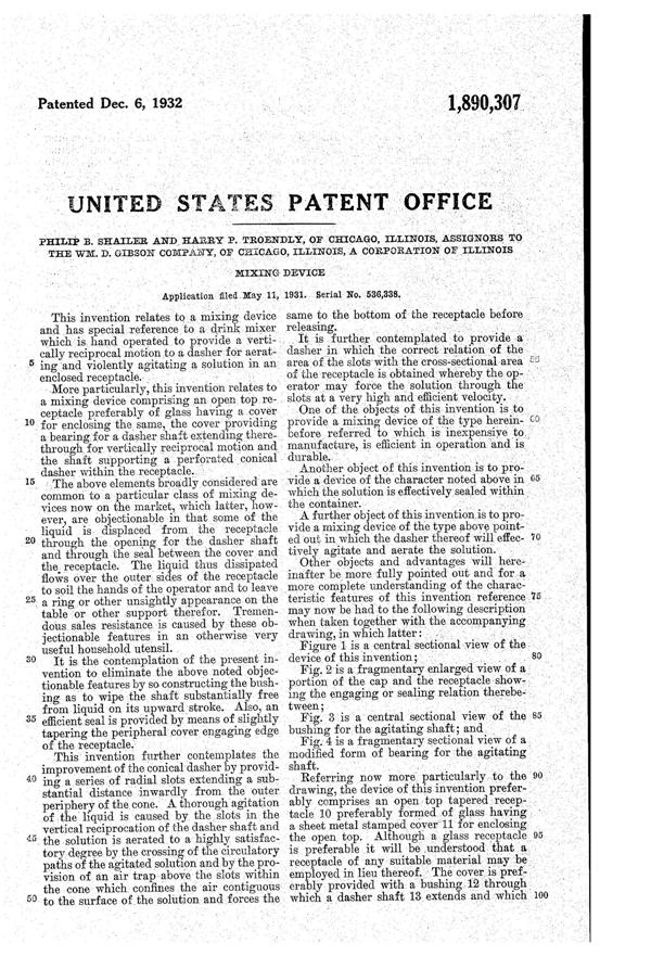 Hazel-Atlas Malted Milk Mixer Patent 1890307-2