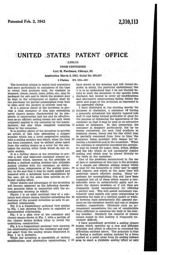 Hazel-Atlas Plochman Food Container Patent 2310113-2