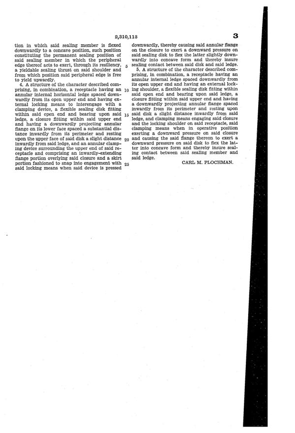 Hazel-Atlas Plochman Food Container Patent 2310113-4