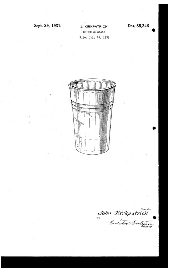 Hazel-Atlas ModerntoneTumbler Design Patent D 85246-1