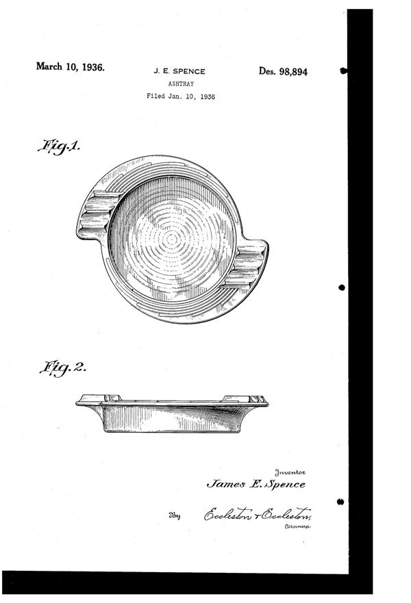 Hazel-Atlas Ash Tray Design Patent D 98894-1