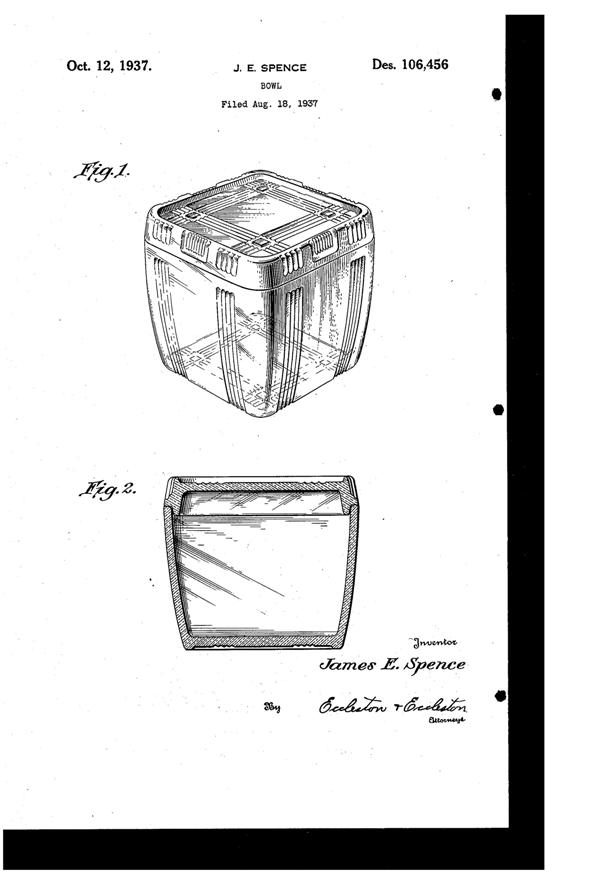 Hazel-Atlas Criss-Cross Refrigerator Bowl Design Patent D106456-1