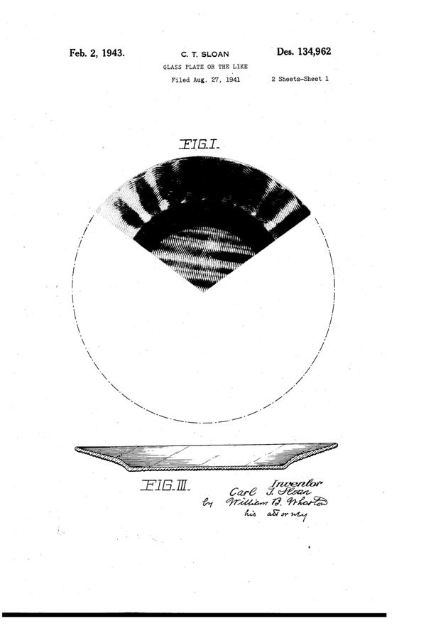 Jeannette Herringbone Plate Design Patent D134962-1