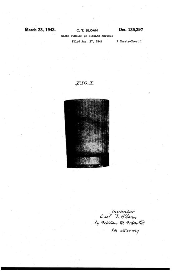 Jeannette Herringbone Tumbler Design Patent D135297-1